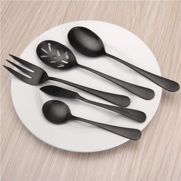 Dining Matte Black Serving Set5piece 18 Stainless Steel Large Hostess